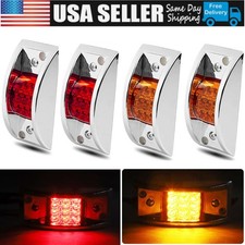 Amberred 12led Curve Sealed Chrome Side Marker Truck Trailer Clearance Lights