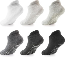 Non Slip Grip Ankle Boys and Girls Socks with Non Skid for Babies Toddlers and K