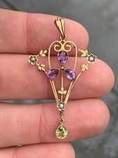 9ct Gold Suffragette Pendant, 1890s Victorian Art Nouveau 9k 375