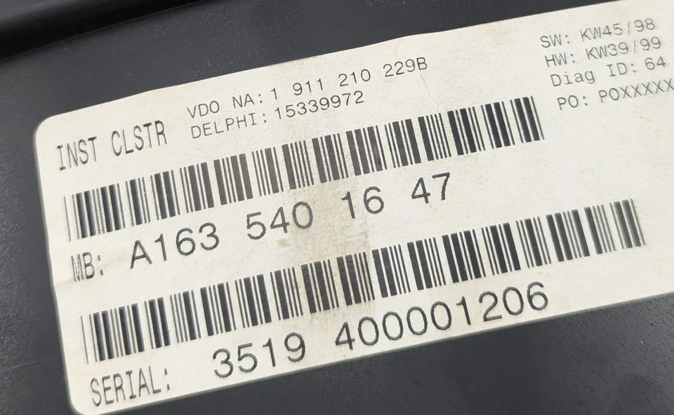 Cuadro de instrumentos Mercedes ML55 AMG 1999-2001 A1635401647 176 k Foto 2 de 4