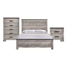Bowery Hill Transitional King Panel 3PC Bedroom Set - Bed & Chest & Nightstand