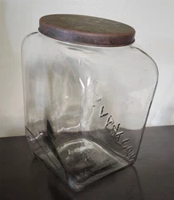 Vintage Streamline Planters Peanuts Store Countertop Display Glass Jar and Lid