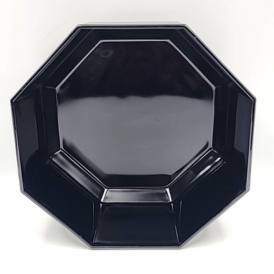 Arcoroc Octime 9 inch Black Serving Bowl Octagonal Sided Glass France