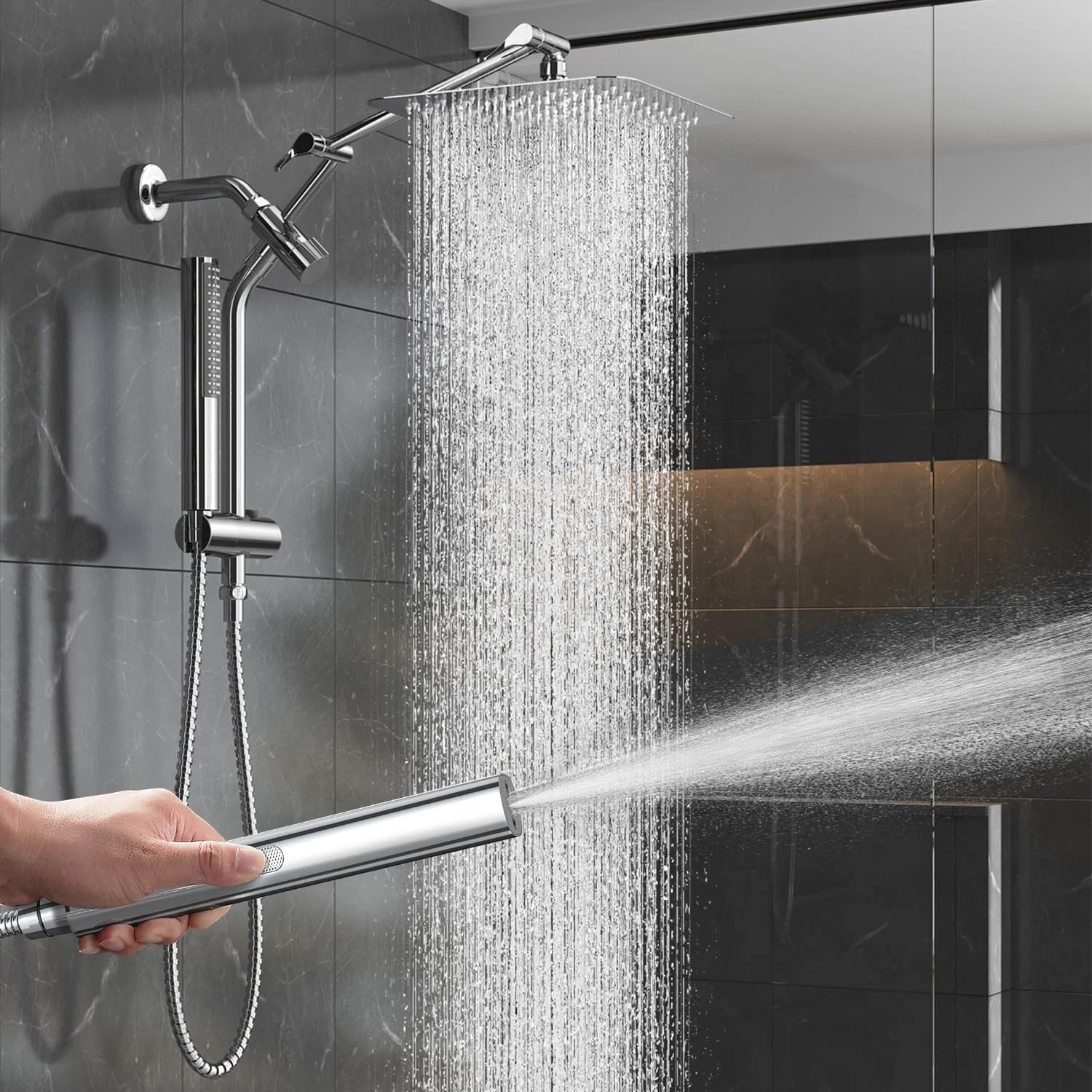 10" Luxurious Rain Shower Head with Handheld, High Pressure Rainfall Shower Head