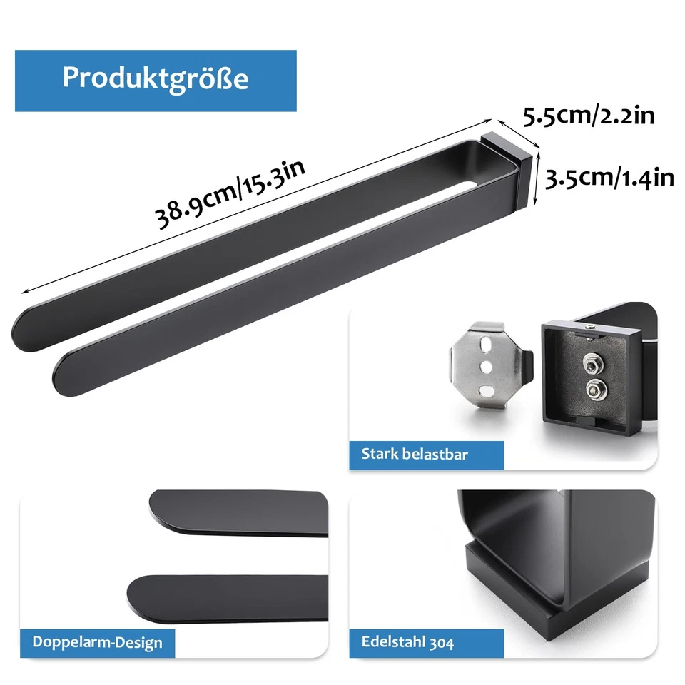 60cm Badetuchhalter Handtuchhalter aus Edelstahl Wandmontierter Handtuchhalter - Bild 3 von 4