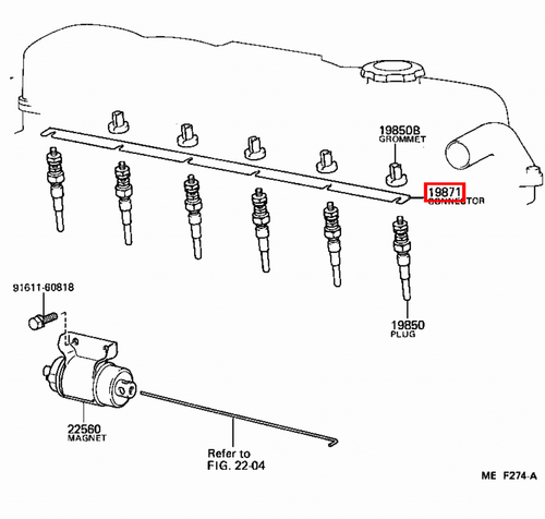 Genuine Toyota LandCruiser HJ60 2H 4.0 Diesel Glow Plug Buzz Bar Rail Connector - Picture 6 of 8