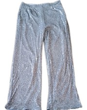 Ladies Silver Sequined Grey Linined Trousers Size 16