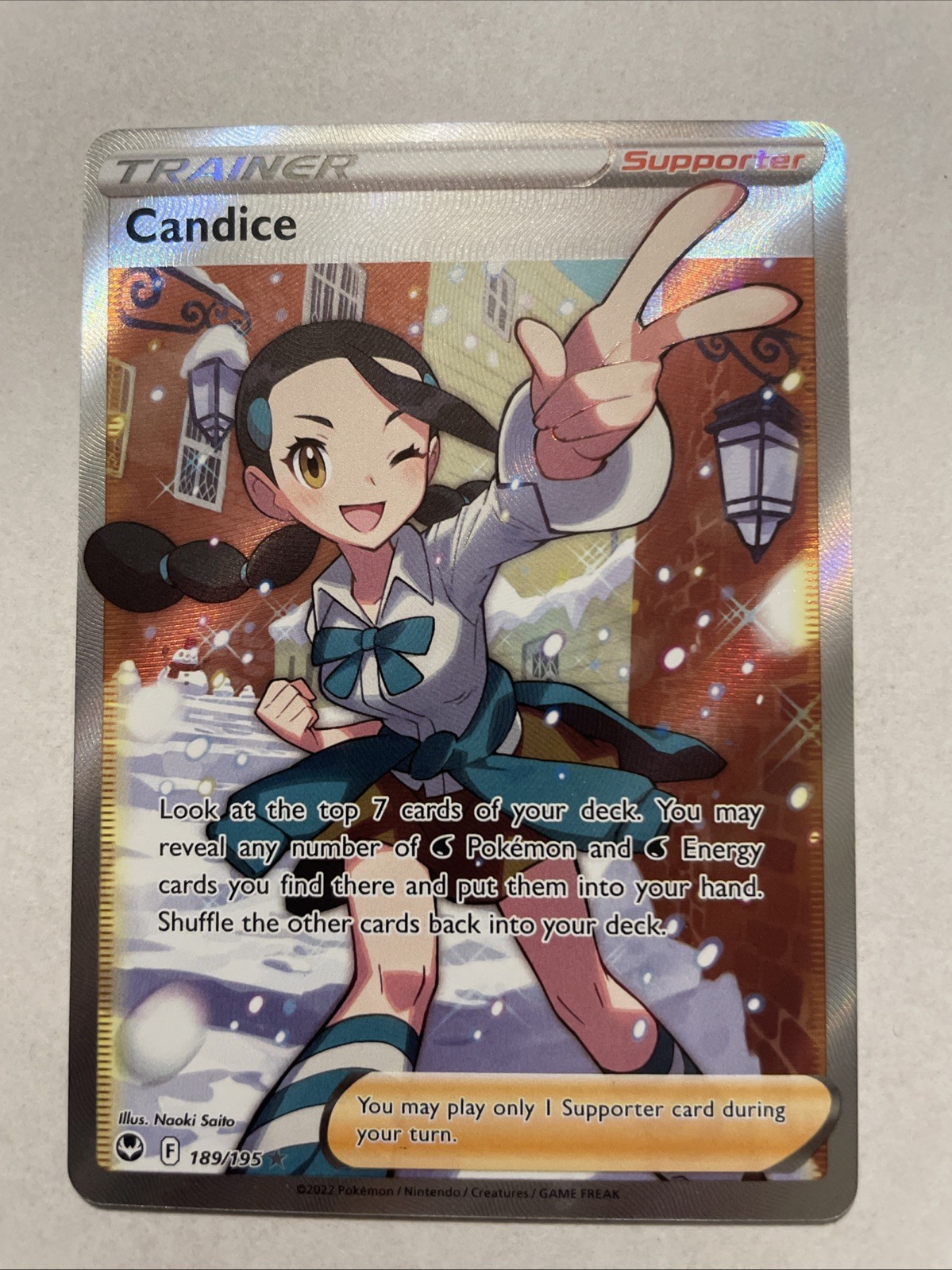 Pokémon TCG Candice Full Art Holo Ultra Rare Card 189/195 Silver Tempest NM