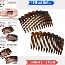 Hair Side Combs 2.75 Inch Tortoise Shell Set of 2 French Twist Curved Strong