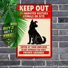 No Trespassing Dog Sign No Soliciting Metal Tin Home Decor 8x12