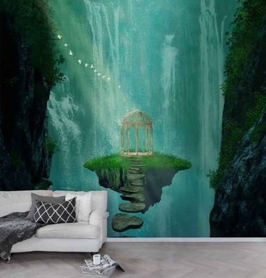 3D Fantasy Mountain Waterfall Wall Murals Wallpaper Murals Wall Sticker