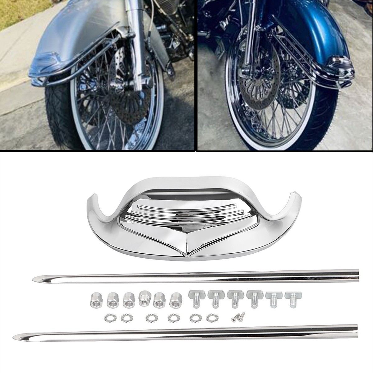 Chrome Front Fender Tip w/Spear Trim For Harley Electra Glide FLHT