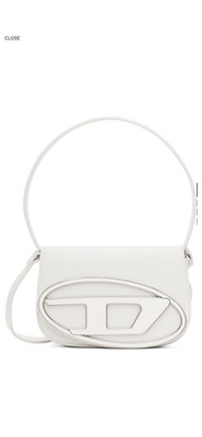 Diesel White Leather Shoulder Bag with Logo Accent