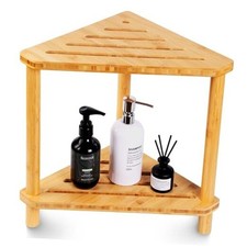 Corner Shower Stool for Inside Shower Bamboo 2-Tier Waterproof Shower OKI-ST001