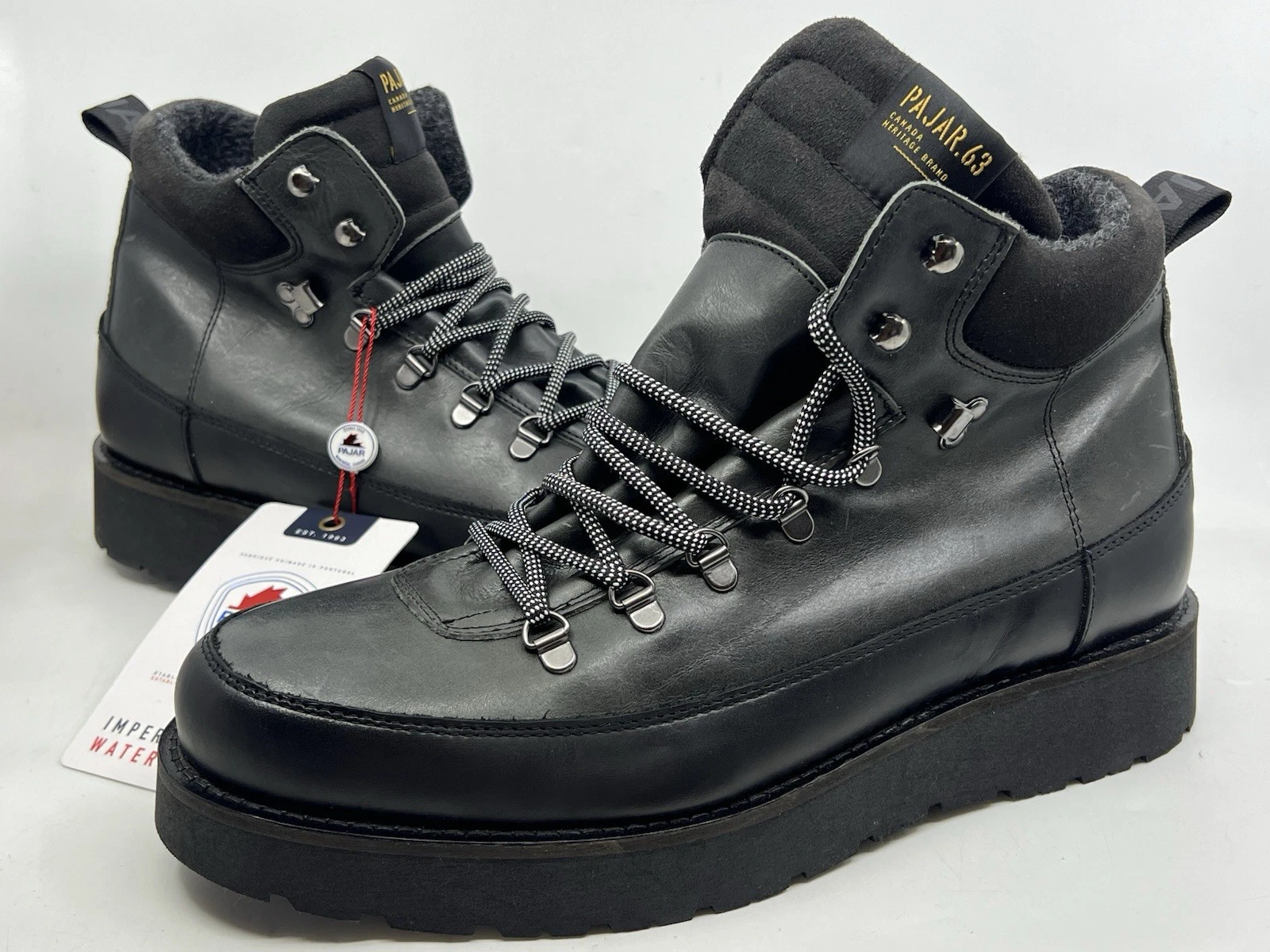 PAJAR Canada Yak Lace Up Waterproof Winter Snow Black Boot Sz EU 45 US 12-12.5