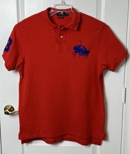 Polo Ralph Lauren Men XL Orange 3 Big Pony Cotton CUSTOM FIT Short Sleeve Shirt