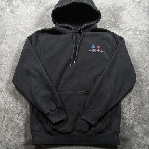 KidSuper Studios Hoodie Mens Medium Black Puff Print Embroidered Ribbed Trim