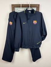 Vintage Nike Barcelona Football Set Soccer Blue Suit Track Jacket Pants Mens M