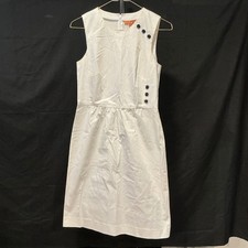 Tory Burch White Sleeveless Faux Button Detail Dress Women Size 2 Cotton Blend
