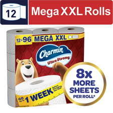 Charmin Toilet Paper Ultra Strong 12 Mega XXL Rolls, 440 Sheets Per Roll