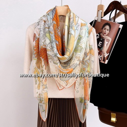 Sallys Boutique Chiffon Silk Large Wrap Scarf Sarong Beach Boat Print 54" - Picture 4 of 9