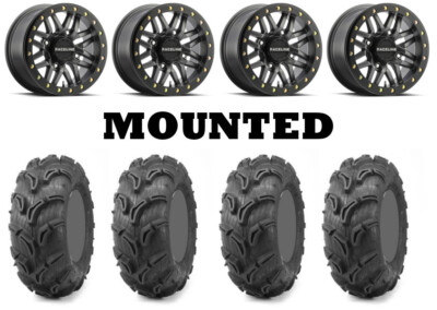 Kit 4 Maxxis Zilla Tires 30x9-14/30x11-14 on Raceline Ryno Beadlock Gray FXT