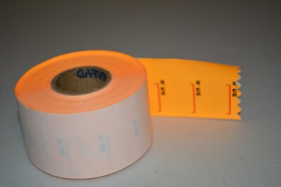 Vintage Toys R Us Price Gun Orange Stickers Tags Rolls Unused Rare Garvey  - Main Image