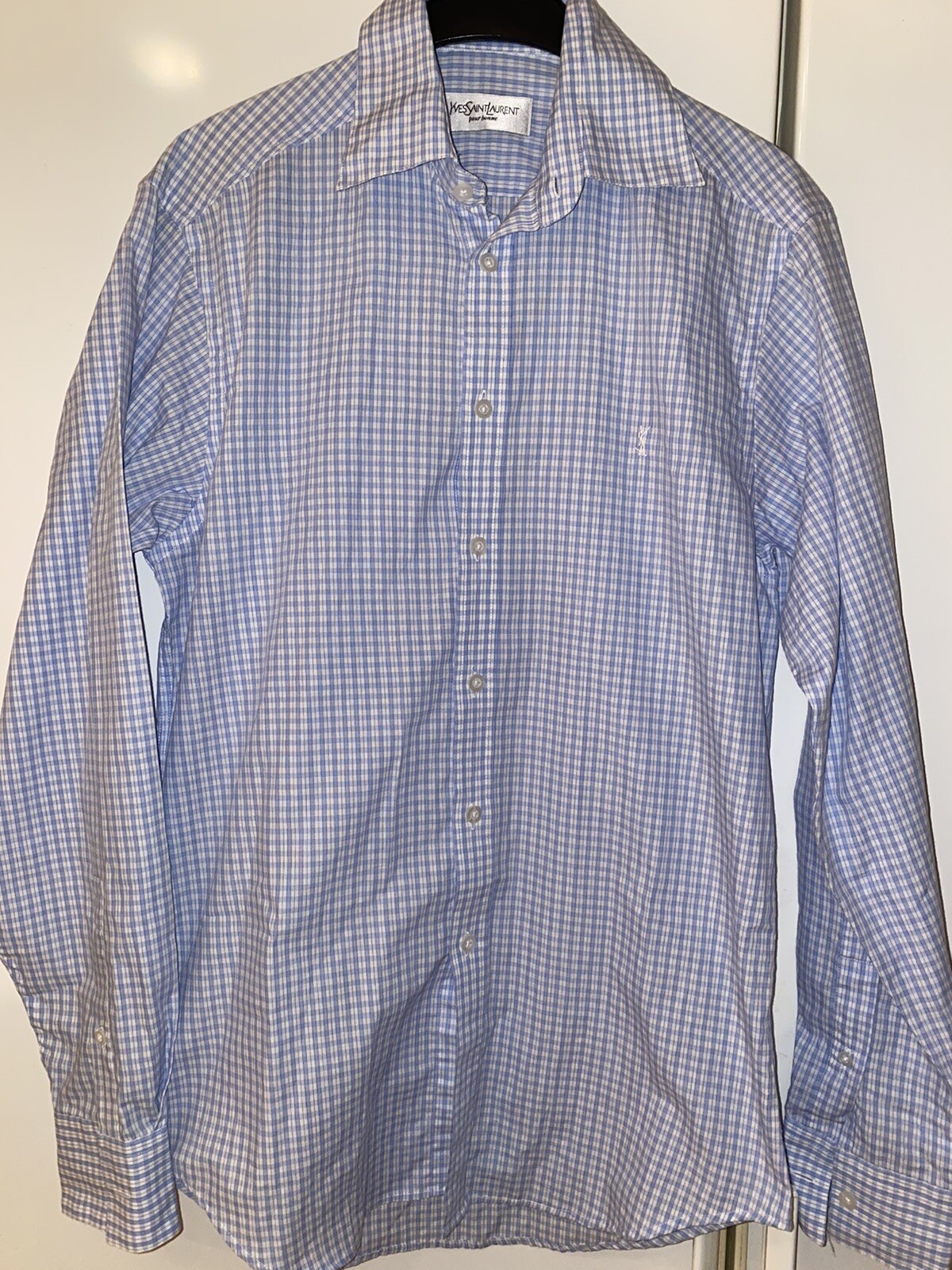 Camicia uomo Saint Laurent blu a quadri taglia S