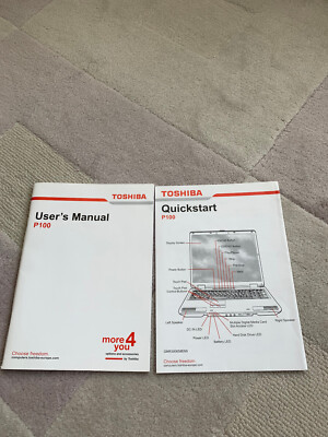 Paperback Users Manual for Toshiba P100 Laptop - Good, Clean Condition