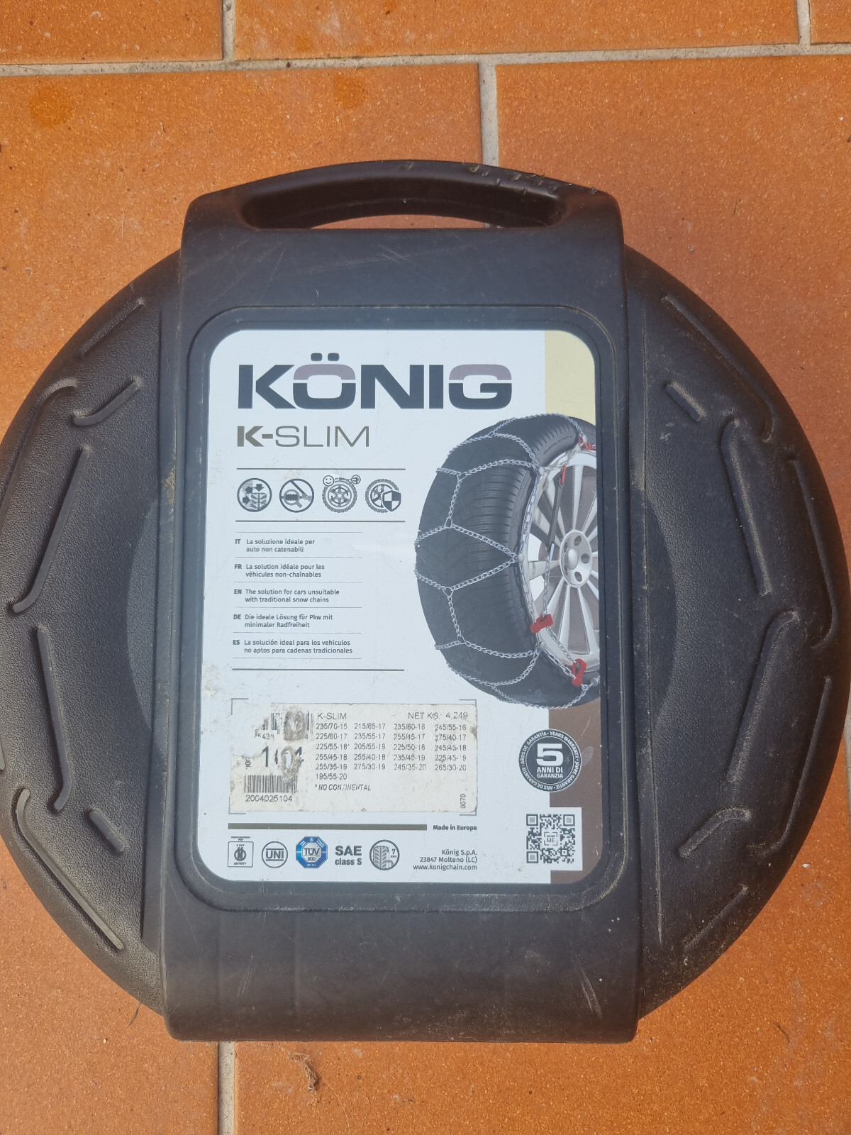 (TG. K-Slim 104) König 2004025104 Catene da Neve K-Slim 104 - NUOVO