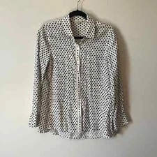Max Studio Womens Geometric Blouse Black White Small 
