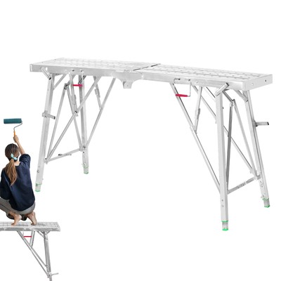 Adjustable Work Platform Steel Step Ladder Portable Folding Scaffolding Platform
