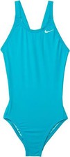 Nike 277930 Girls Solid Fast Back One-Piece Big Kids Aquamarine MD 10-12 Big Kid