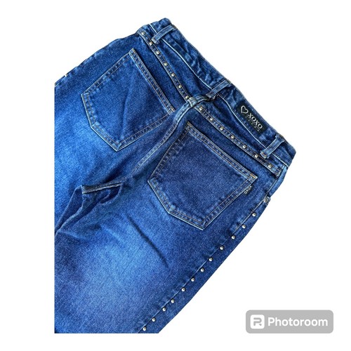 Y2K Xoxo Rivets Jeans Women’s 7/8 Blue Denim Bootcut Made in the U.S.A - Picture 3 of 12