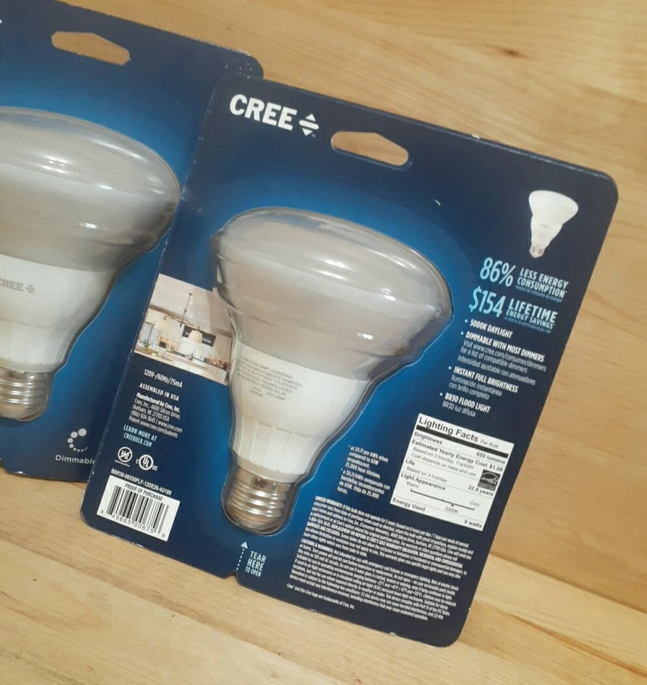 2PK: Cree 65W DAYLIGHT 5000K BR30 Dimmable LED Flood Light 86% ENERGY BIG SAVING - Image 2 of 2