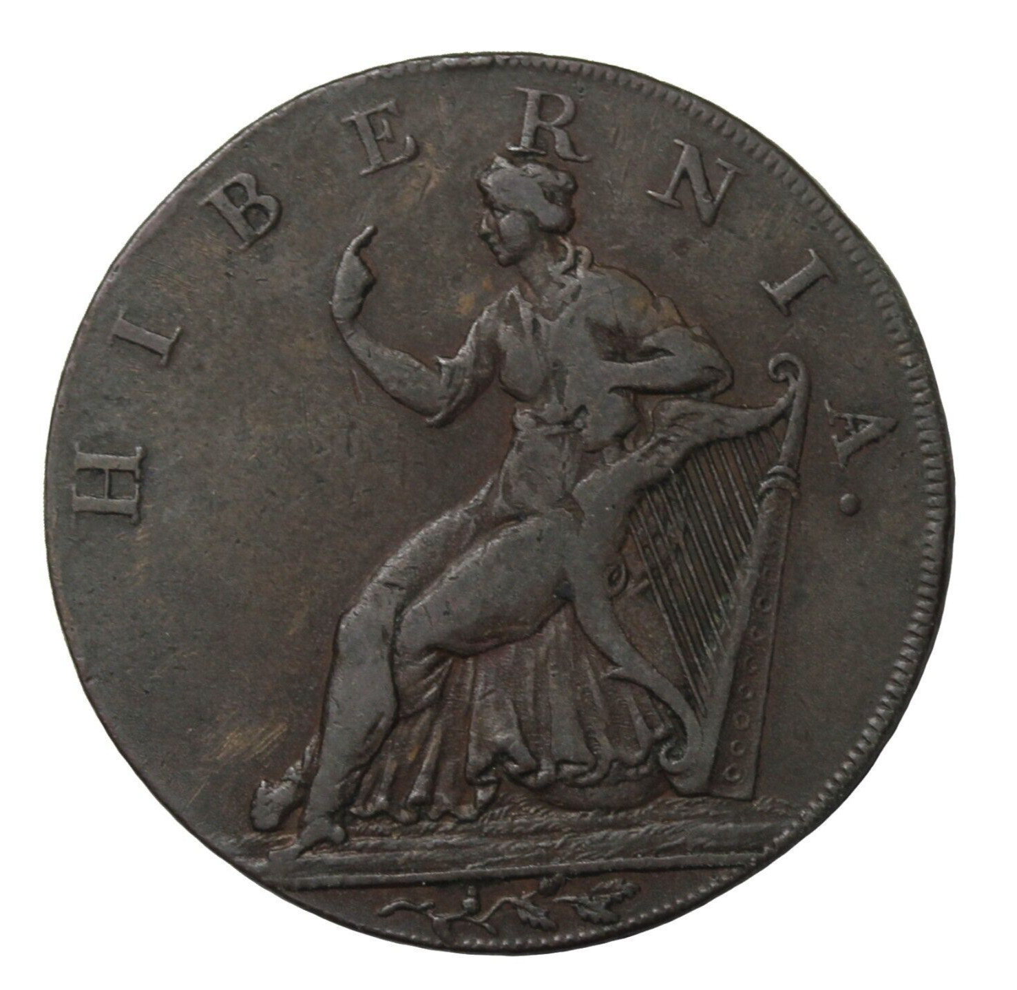 1790's Ireland Wicklow Cronebane Hibernia Halfpenny Conder Token D&H-68a