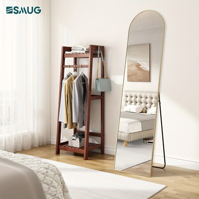 Full Length Floor Mount Mirror. Aluminum Alloy Frame Arch HD For Bedroom
