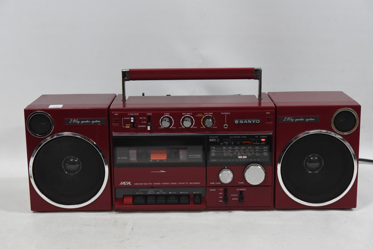 Radio K7 SANYO M-V40K – Ghetto Blaster Portable – Rouge – Fonctionnel