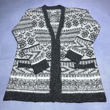 Lucky Brand Float Jacquard Open Front Cardigan Sweater Women s Size Large