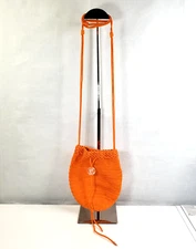 Donna Karan New York Orange Bag Purse Woven Evening Drawstring Pouch Crossbody