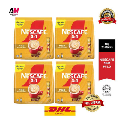 NESCAFE 3 in 1 Blend & Brew Mild Instant Coffee 100 sticks x4 Packs Express Ship
