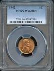 PCGS - Wheat Cent - 1c - 1942 - MS -66-RD - 2704