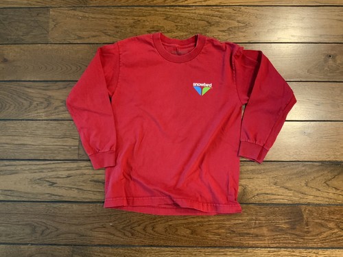 Size Kid’s Medium Red Long Sleeve Snowbird Logo Ski Resort T-Shirt - Picture 2 of 4