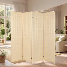 Room Divider Folding Privacy Screen 4 Panel Bamboo Partition Wall Separation