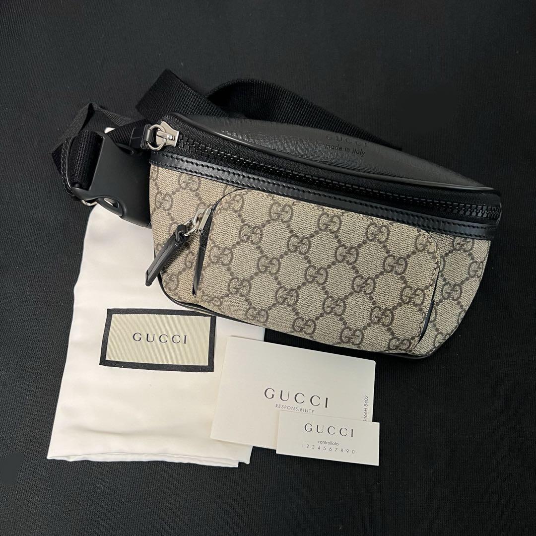GUCCI GG Supreme Waist Pouch Canvas Body Belt Bag PVC