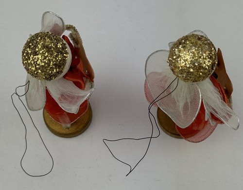 2 Choir Boy Figurine Christmas Decoration Tulle Cloth Wire Foil Retro Vintage - Picture 9 of 23