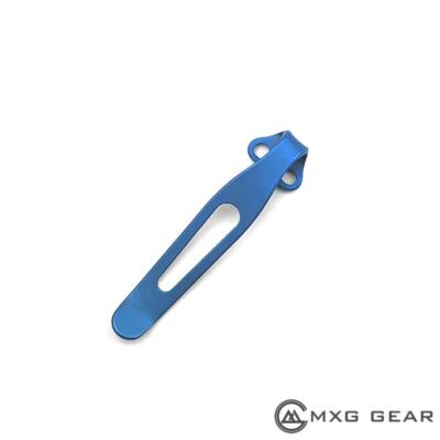 (Blue) Titanium Deep Carry Pocket Clip for Spyderco Manix 2 G10 Knife C101GP2 
