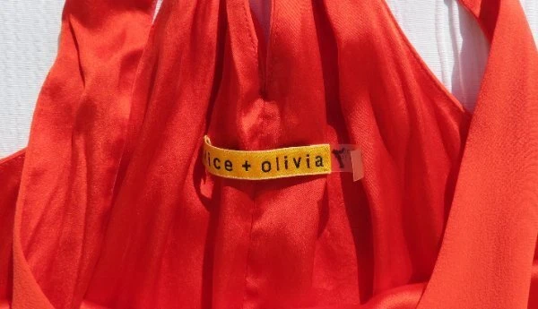 ALICE + OLIVIA USA sz M 8 Red Stretch Silk Racer Back Tunic Top (or Mini Dress) - Image 4 of 4