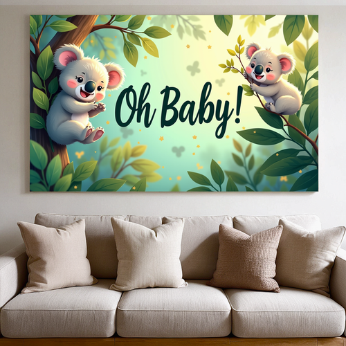 Baby Shower Koala Fiesta Decoración Telón de Fondo Oh Bebé Selva Animal Tema Banner - Imagen 5 de 15
