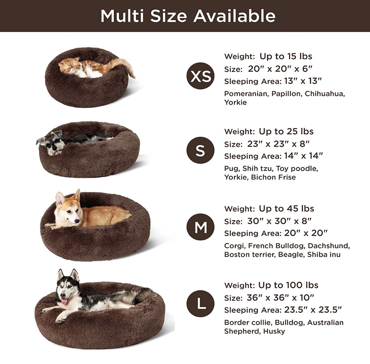 Bedsure Calming Dog Bed for Medium Sized Dogs WASHABLE Brown 20